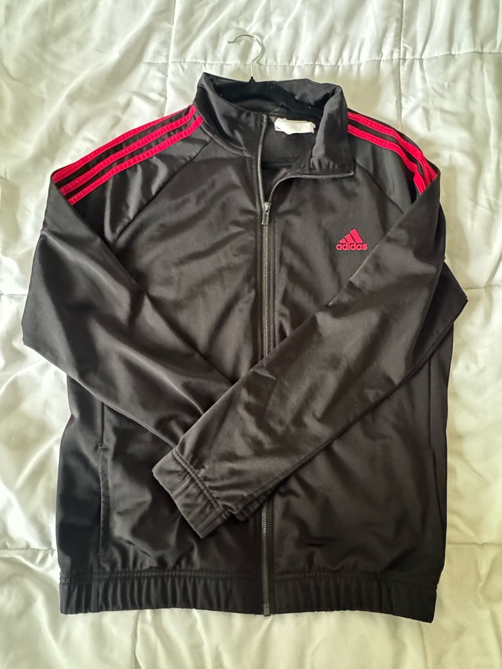 Adidas women’s Black Track Jacket with hot pink Accents size XL